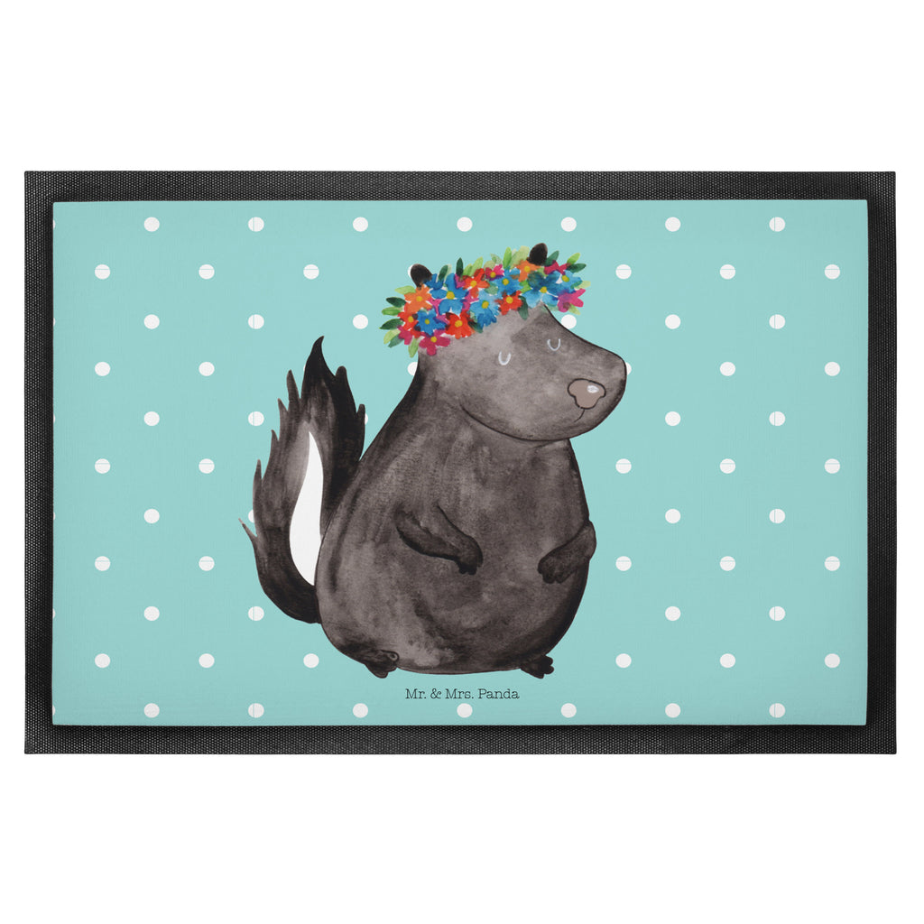 Fußmatte Stinktier Blumenmaedchen Stinktier, Skunk, Wildtier, Raubtier, Stinker, Stinki, Yoga, Namaste, Lebe, Liebe, Lache Türvorleger, Schmutzmatte, Fußabtreter, Matte, Schmutzfänger, Fußabstreifer, Schmutzfangmatte, Türmatte, Motivfußmatte,  Haustürmatte, Vorleger  Stinktier, Skunk