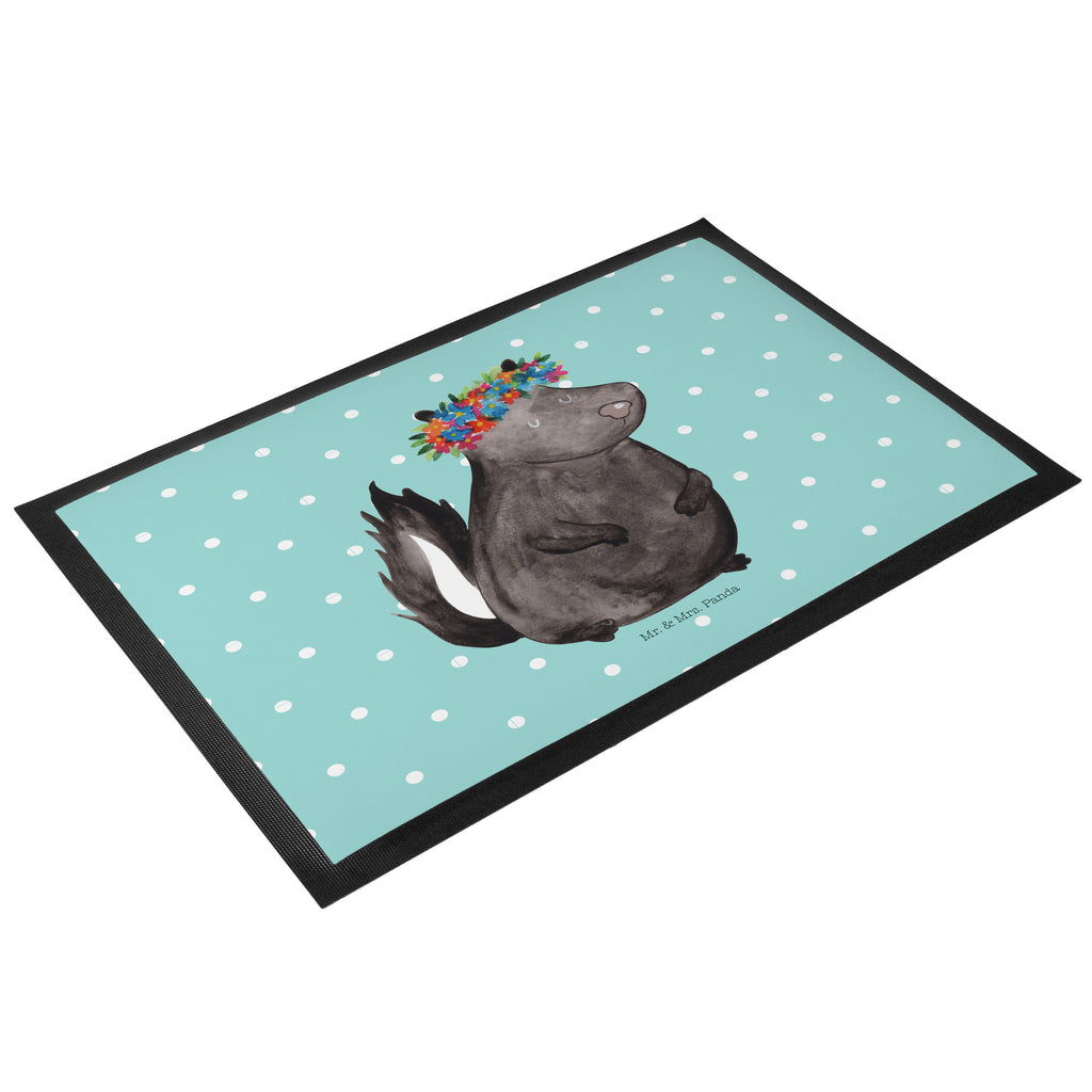 Fußmatte Stinktier Blumenmaedchen Stinktier, Skunk, Wildtier, Raubtier, Stinker, Stinki, Yoga, Namaste, Lebe, Liebe, Lache Türvorleger, Schmutzmatte, Fußabtreter, Matte, Schmutzfänger, Fußabstreifer, Schmutzfangmatte, Türmatte, Motivfußmatte,  Haustürmatte, Vorleger  Stinktier, Skunk