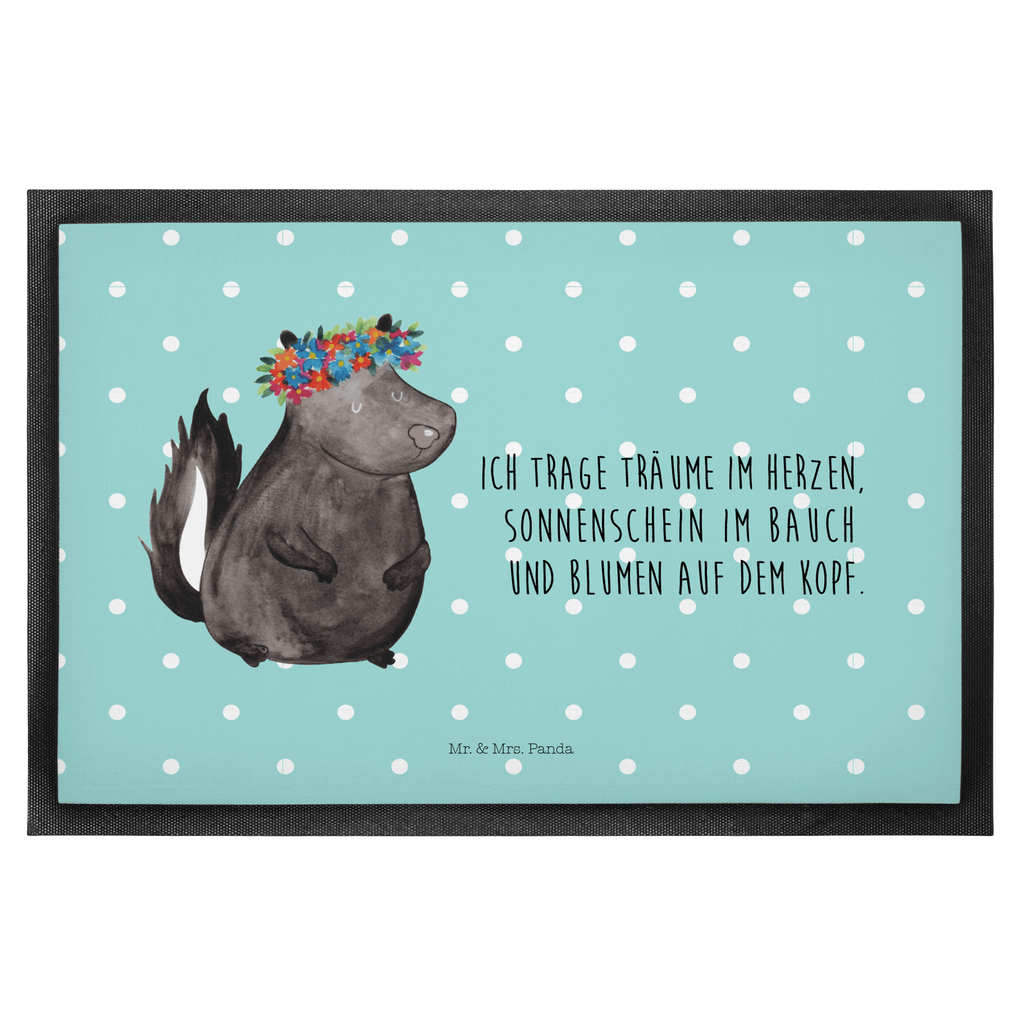 Fußmatte Stinktier Blumenmaedchen Stinktier, Skunk, Wildtier, Raubtier, Stinker, Stinki, Yoga, Namaste, Lebe, Liebe, Lache Türvorleger, Schmutzmatte, Fußabtreter, Matte, Schmutzfänger, Fußabstreifer, Schmutzfangmatte, Türmatte, Motivfußmatte,  Haustürmatte, Vorleger  Stinktier, Skunk