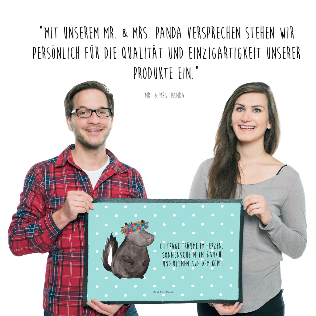 Fußmatte Stinktier Blumenmaedchen Stinktier, Skunk, Wildtier, Raubtier, Stinker, Stinki, Yoga, Namaste, Lebe, Liebe, Lache Türvorleger, Schmutzmatte, Fußabtreter, Matte, Schmutzfänger, Fußabstreifer, Schmutzfangmatte, Türmatte, Motivfußmatte,  Haustürmatte, Vorleger  Stinktier, Skunk