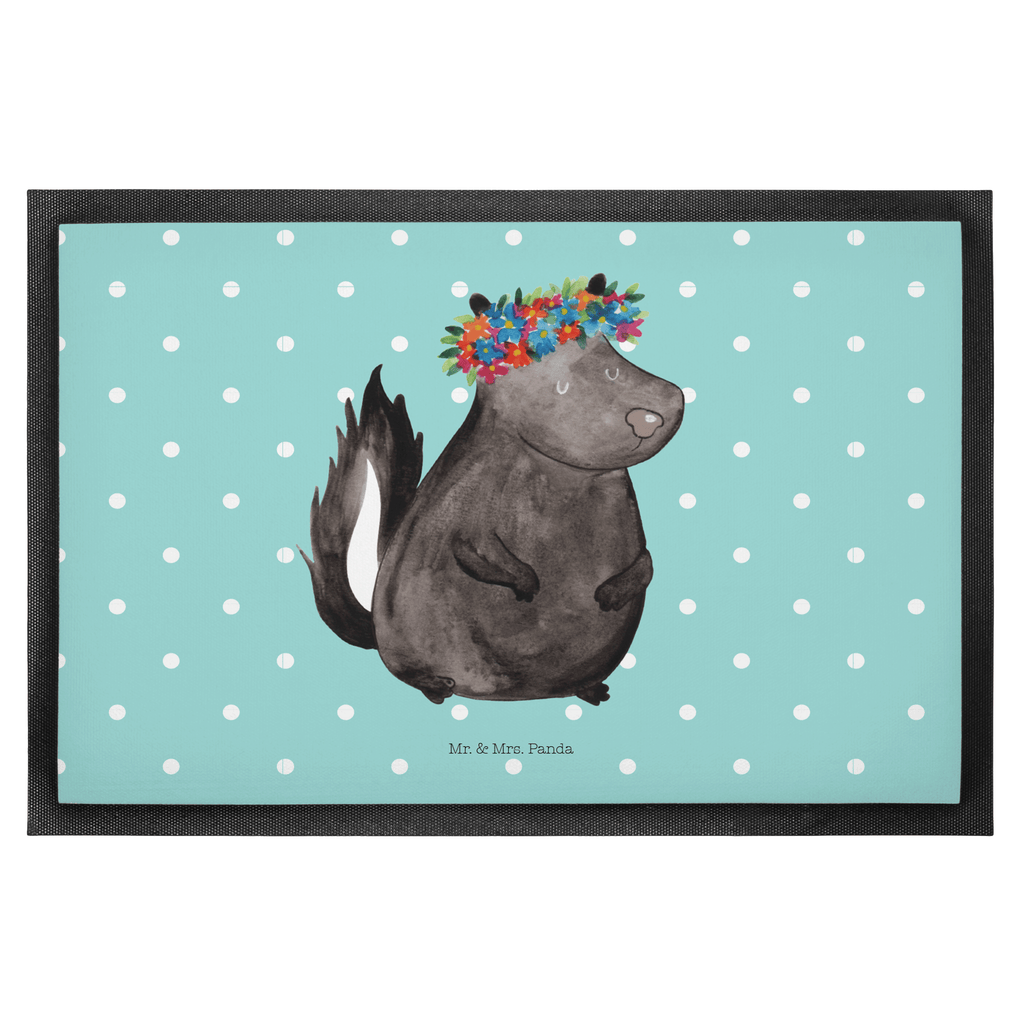 Fußmatte Stinktier Blumenmaedchen Stinktier, Skunk, Wildtier, Raubtier, Stinker, Stinki, Yoga, Namaste, Lebe, Liebe, Lache Türvorleger, Schmutzmatte, Fußabtreter, Matte, Schmutzfänger, Fußabstreifer, Schmutzfangmatte, Türmatte, Motivfußmatte,  Haustürmatte, Vorleger  Stinktier, Skunk