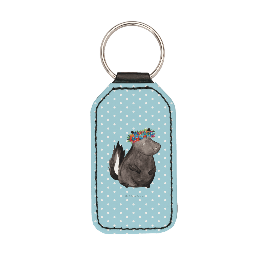 Rechteckig Schlüsselanhänger Stinktier Blumenmaedchen Schlüsselanhänger, Anhänger, Taschenanhänger, Glücksbringer, Schutzengel, Stinktier, Skunk, Wildtier, Raubtier, Stinker, Stinki, Yoga, Namaste, Lebe, Liebe, Lache