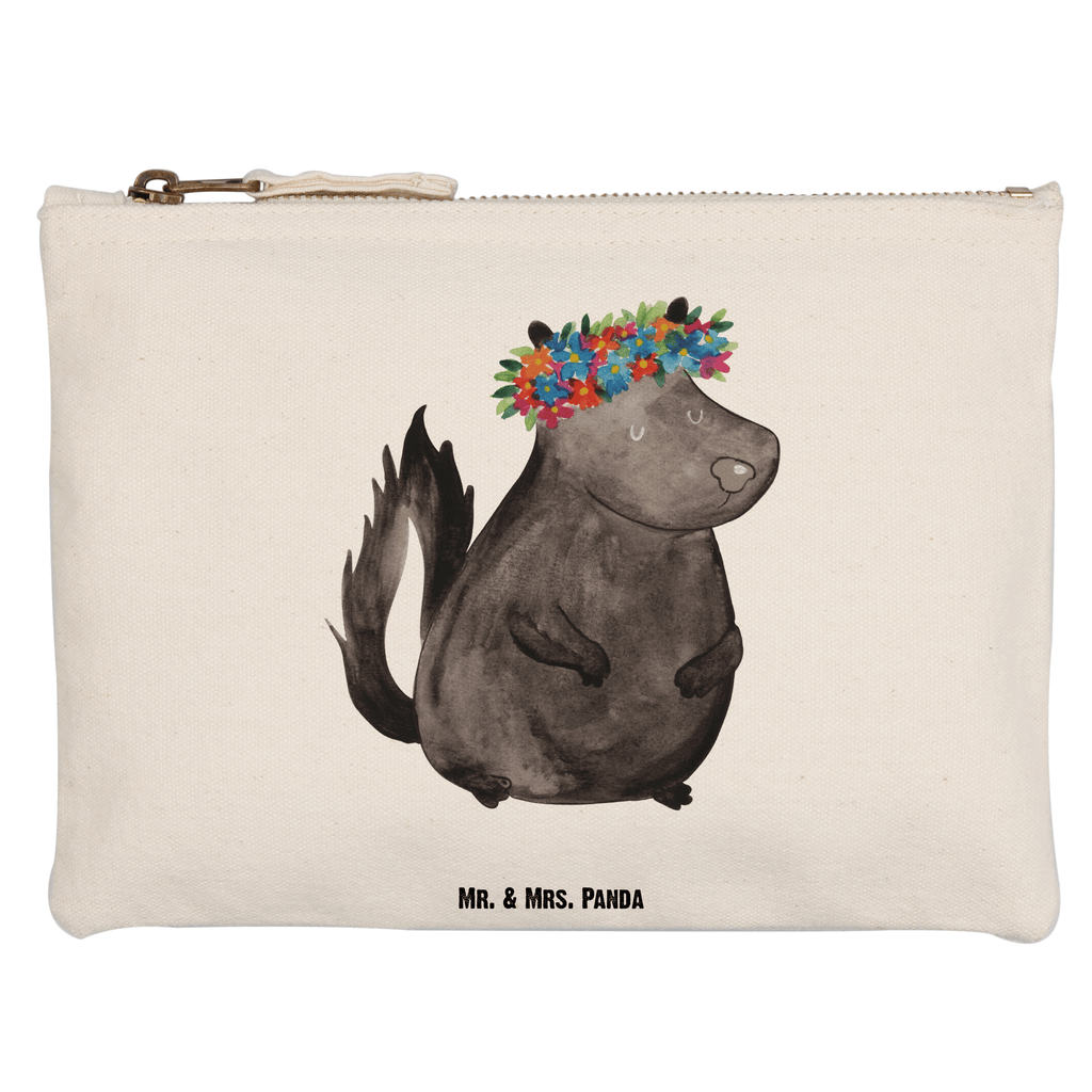 Schminktasche Stinktier Blumenmaedchen Schminktasche, Kosmetiktasche, Kosmetikbeutel, Stiftemäppchen, Etui, Federmappe, Makeup, XXL, Schminketui, Kosmetiketui, Schlamperetui, Stinktier, Skunk, Wildtier, Raubtier, Stinker, Stinki, Yoga, Namaste, Lebe, Liebe, Lache