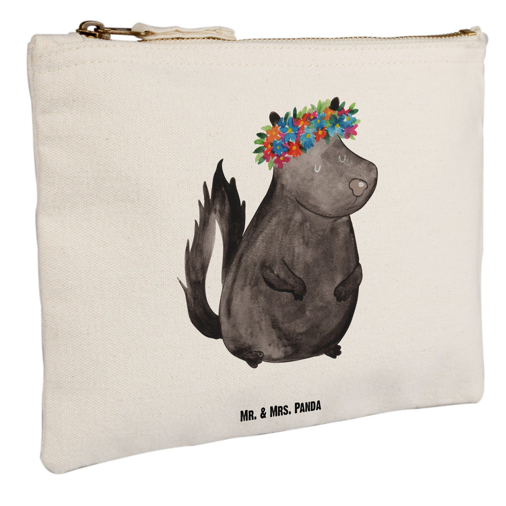 Schminktasche Stinktier Blumenmaedchen Schminktasche, Kosmetiktasche, Kosmetikbeutel, Stiftemäppchen, Etui, Federmappe, Makeup, XXL, Schminketui, Kosmetiketui, Schlamperetui, Stinktier, Skunk, Wildtier, Raubtier, Stinker, Stinki, Yoga, Namaste, Lebe, Liebe, Lache