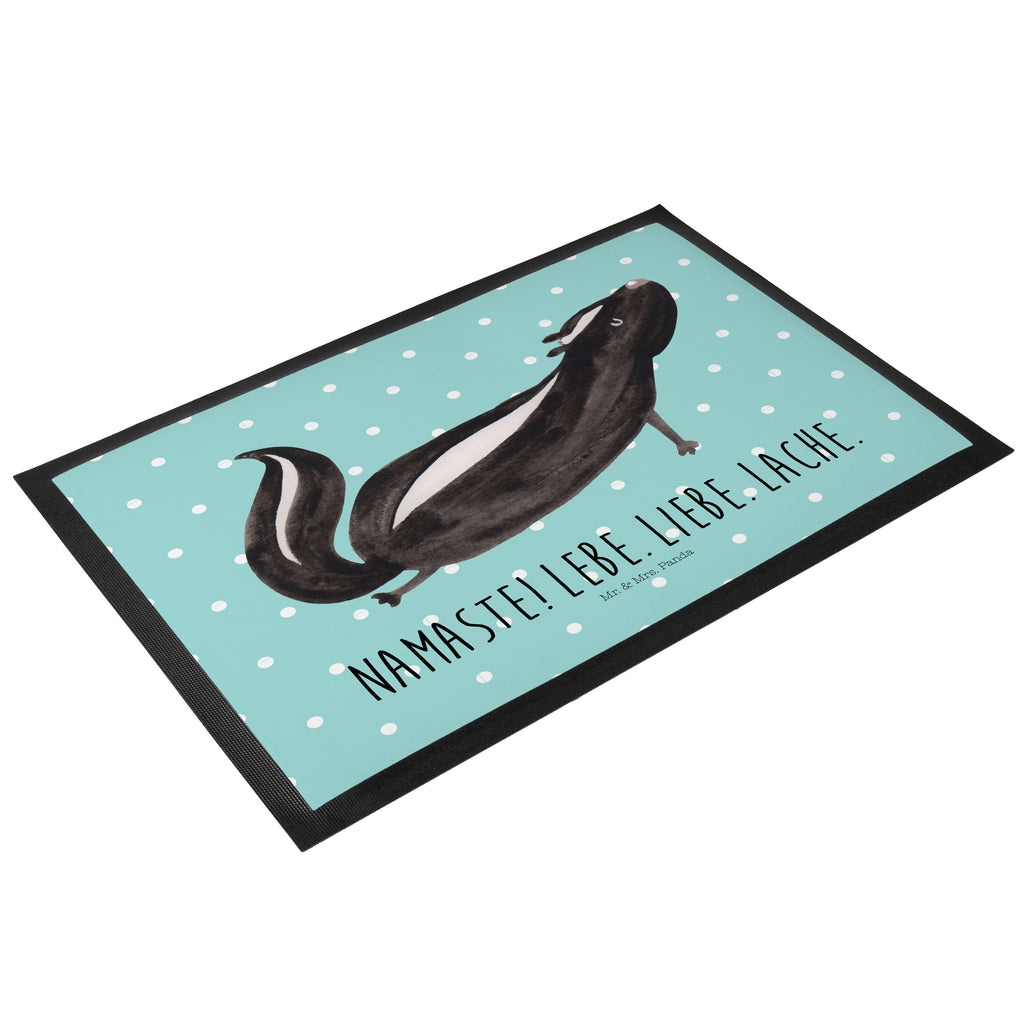 Fußmatte Stinktier Yoga Stinktier, Skunk, Wildtier, Raubtier, Stinker, Stinki, Yoga, Namaste, Lebe, Liebe, Lache Türvorleger, Schmutzmatte, Fußabtreter, Matte, Schmutzfänger, Fußabstreifer, Schmutzfangmatte, Türmatte, Motivfußmatte,  Haustürmatte, Vorleger  Stinktier, Skunk