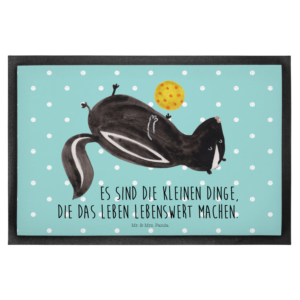 Fußmatte Stinktier Ball Stinktier, Skunk, Wildtier, Raubtier, Stinker, Stinki, verspielt, Weisheit,  Türvorleger, Schmutzmatte, Fußabtreter, Matte, Schmutzfänger, Fußabstreifer, Schmutzfangmatte, Türmatte, Motivfußmatte,  Haustürmatte, Vorleger  Stinktier, Skunk