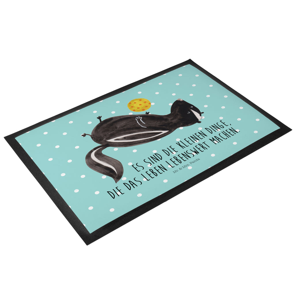 Fußmatte Stinktier Ball Stinktier, Skunk, Wildtier, Raubtier, Stinker, Stinki, verspielt, Weisheit,  Türvorleger, Schmutzmatte, Fußabtreter, Matte, Schmutzfänger, Fußabstreifer, Schmutzfangmatte, Türmatte, Motivfußmatte,  Haustürmatte, Vorleger  Stinktier, Skunk