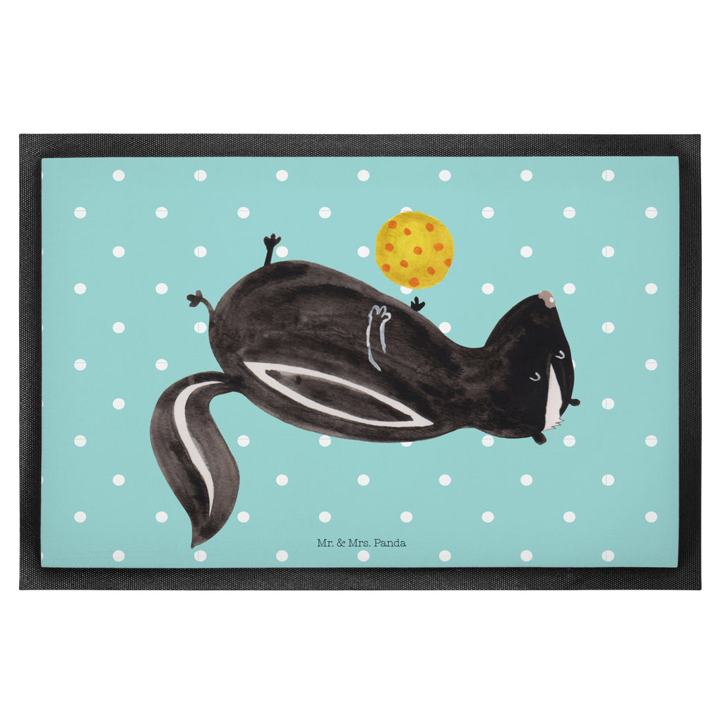 Fußmatte Stinktier Ball Stinktier, Skunk, Wildtier, Raubtier, Stinker, Stinki, verspielt, Weisheit,  Türvorleger, Schmutzmatte, Fußabtreter, Matte, Schmutzfänger, Fußabstreifer, Schmutzfangmatte, Türmatte, Motivfußmatte,  Haustürmatte, Vorleger  Stinktier, Skunk