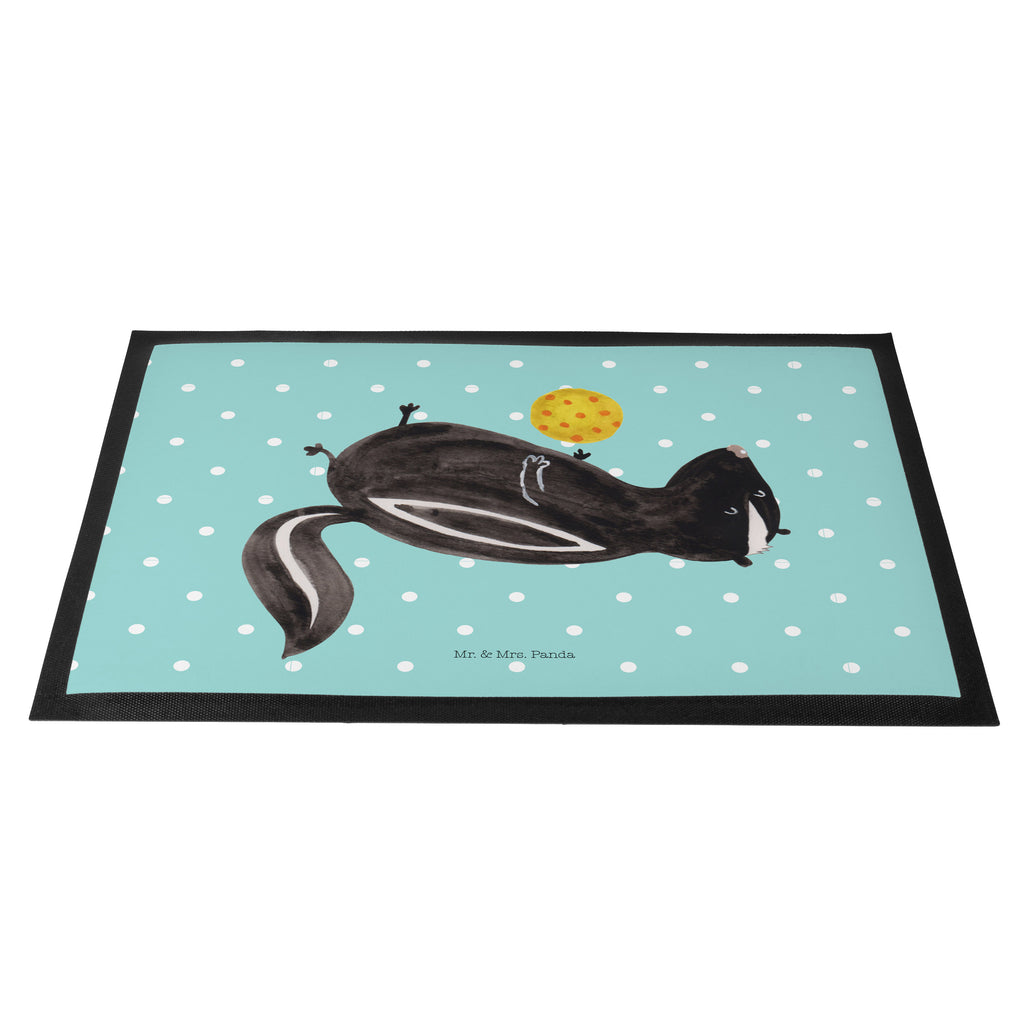 Fußmatte Stinktier Ball Stinktier, Skunk, Wildtier, Raubtier, Stinker, Stinki, verspielt, Weisheit,  Türvorleger, Schmutzmatte, Fußabtreter, Matte, Schmutzfänger, Fußabstreifer, Schmutzfangmatte, Türmatte, Motivfußmatte,  Haustürmatte, Vorleger  Stinktier, Skunk