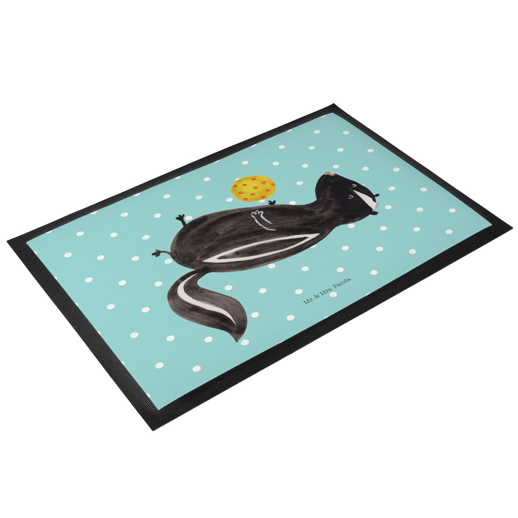 Fußmatte Stinktier Ball Stinktier, Skunk, Wildtier, Raubtier, Stinker, Stinki, verspielt, Weisheit,  Türvorleger, Schmutzmatte, Fußabtreter, Matte, Schmutzfänger, Fußabstreifer, Schmutzfangmatte, Türmatte, Motivfußmatte,  Haustürmatte, Vorleger  Stinktier, Skunk