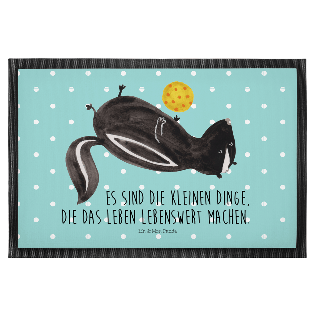 Fußmatte Stinktier Ball Stinktier, Skunk, Wildtier, Raubtier, Stinker, Stinki, verspielt, Weisheit,  Türvorleger, Schmutzmatte, Fußabtreter, Matte, Schmutzfänger, Fußabstreifer, Schmutzfangmatte, Türmatte, Motivfußmatte,  Haustürmatte, Vorleger  Stinktier, Skunk