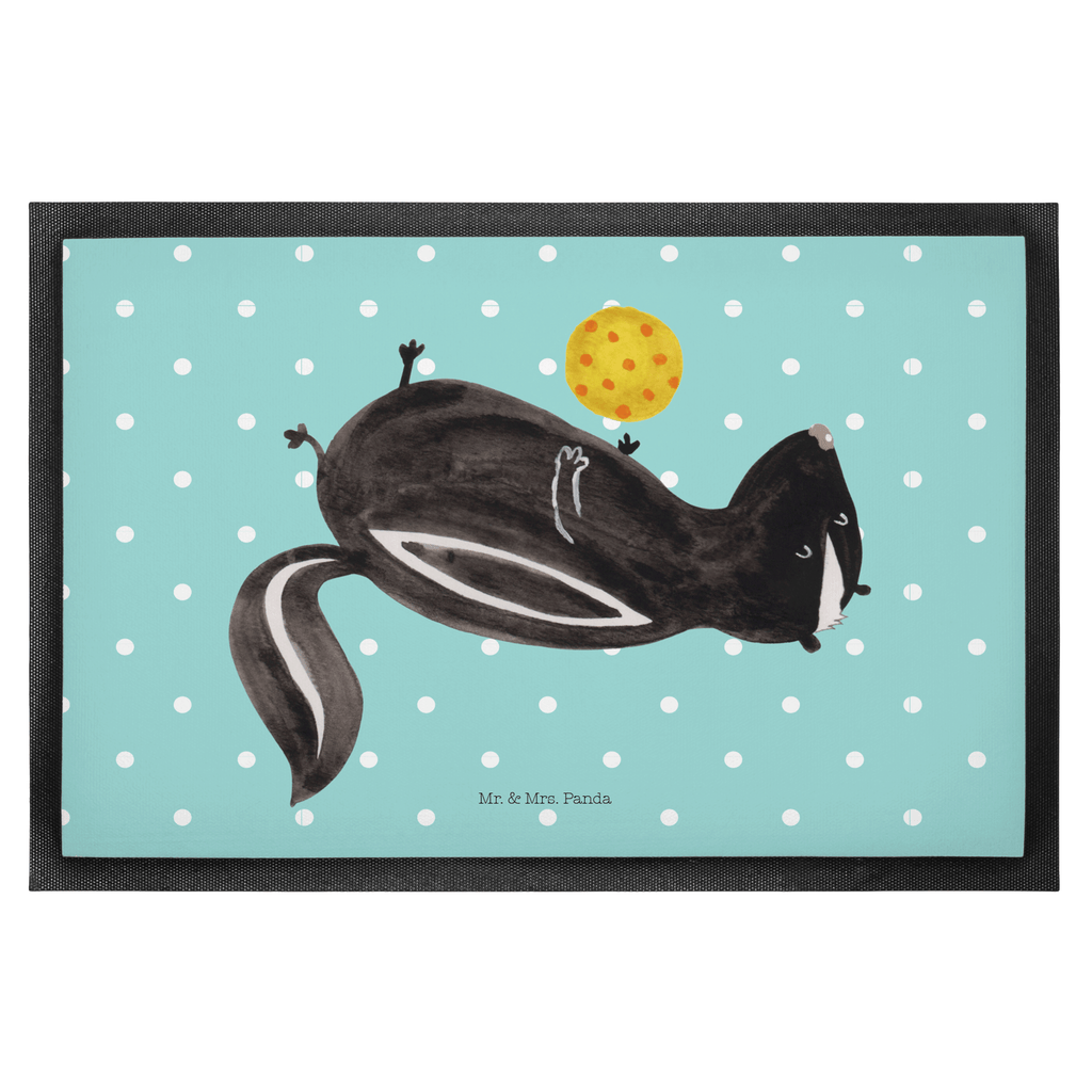 Fußmatte Stinktier Ball Stinktier, Skunk, Wildtier, Raubtier, Stinker, Stinki, verspielt, Weisheit,  Türvorleger, Schmutzmatte, Fußabtreter, Matte, Schmutzfänger, Fußabstreifer, Schmutzfangmatte, Türmatte, Motivfußmatte,  Haustürmatte, Vorleger  Stinktier, Skunk