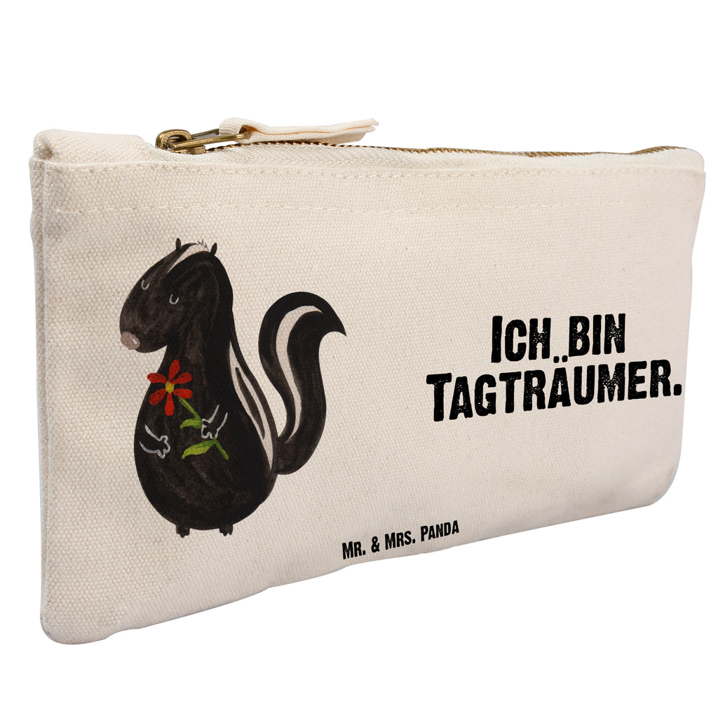 Schminktasche Stinktier Blume Schminktasche, Kosmetiktasche, Kosmetikbeutel, Stiftemäppchen, Etui, Federmappe, Makeup, XXL, Schminketui, Kosmetiketui, Schlamperetui, Stinktier, Skunk, Wildtier, Raubtier, Stinker, Stinki, Tagträumer, verträumt, Dreams, Träume