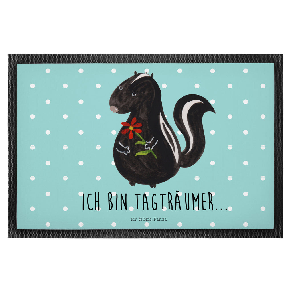 Fußmatte Stinktier Blume Stinktier, Skunk, Wildtier, Raubtier, Stinker, Stinki, Tagträumer, verträumt, Dreams, Träume Türvorleger, Schmutzmatte, Fußabtreter, Matte, Schmutzfänger, Fußabstreifer, Schmutzfangmatte, Türmatte, Motivfußmatte,  Haustürmatte, Vorleger  Stinktier, Skunk