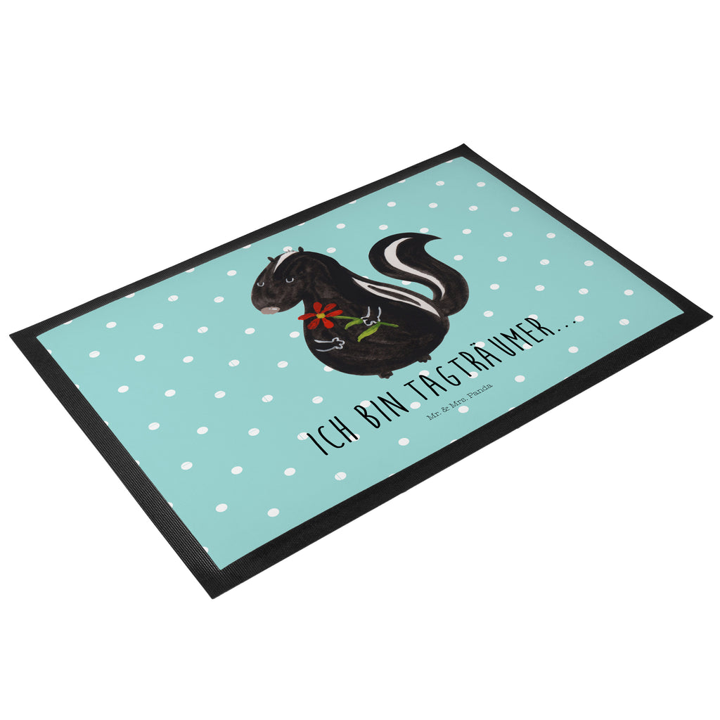 Fußmatte Stinktier Blume Stinktier, Skunk, Wildtier, Raubtier, Stinker, Stinki, Tagträumer, verträumt, Dreams, Träume Türvorleger, Schmutzmatte, Fußabtreter, Matte, Schmutzfänger, Fußabstreifer, Schmutzfangmatte, Türmatte, Motivfußmatte,  Haustürmatte, Vorleger  Stinktier, Skunk