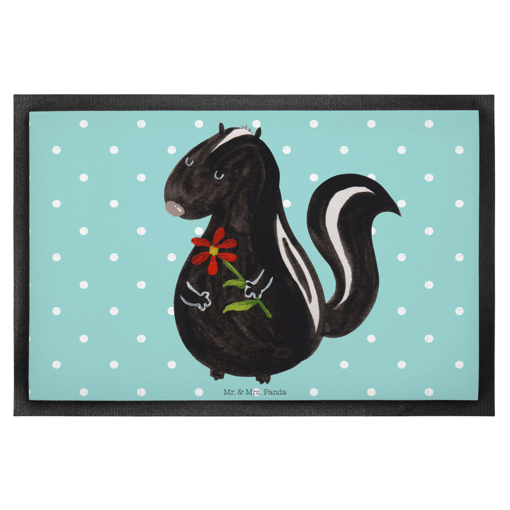 Fußmatte Stinktier Blume Stinktier, Skunk, Wildtier, Raubtier, Stinker, Stinki, Tagträumer, verträumt, Dreams, Träume Türvorleger, Schmutzmatte, Fußabtreter, Matte, Schmutzfänger, Fußabstreifer, Schmutzfangmatte, Türmatte, Motivfußmatte,  Haustürmatte, Vorleger  Stinktier, Skunk