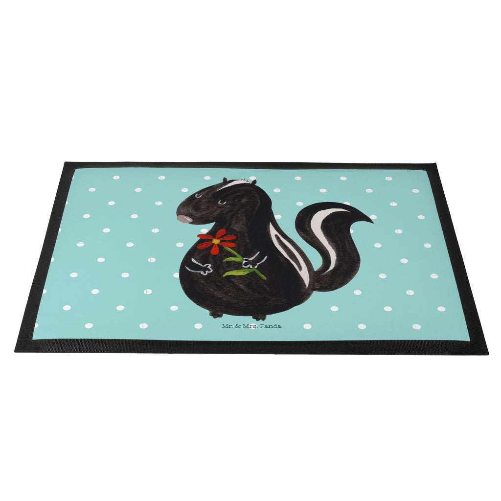 Fußmatte Stinktier Blume Stinktier, Skunk, Wildtier, Raubtier, Stinker, Stinki, Tagträumer, verträumt, Dreams, Träume Türvorleger, Schmutzmatte, Fußabtreter, Matte, Schmutzfänger, Fußabstreifer, Schmutzfangmatte, Türmatte, Motivfußmatte,  Haustürmatte, Vorleger  Stinktier, Skunk