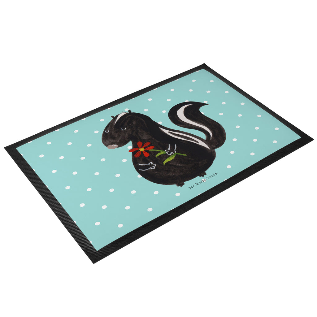 Fußmatte Stinktier Blume Stinktier, Skunk, Wildtier, Raubtier, Stinker, Stinki, Tagträumer, verträumt, Dreams, Träume Türvorleger, Schmutzmatte, Fußabtreter, Matte, Schmutzfänger, Fußabstreifer, Schmutzfangmatte, Türmatte, Motivfußmatte,  Haustürmatte, Vorleger  Stinktier, Skunk