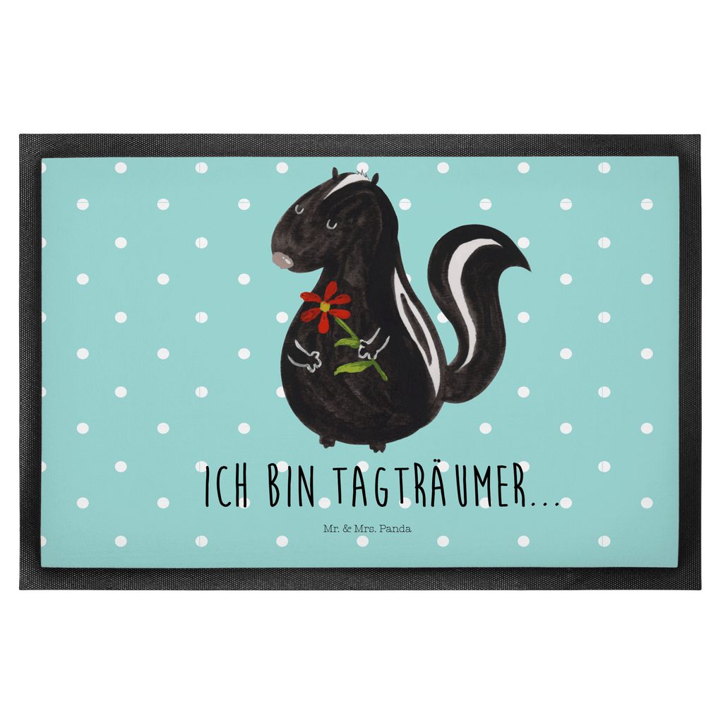Fußmatte Stinktier Blume Stinktier, Skunk, Wildtier, Raubtier, Stinker, Stinki, Tagträumer, verträumt, Dreams, Träume Türvorleger, Schmutzmatte, Fußabtreter, Matte, Schmutzfänger, Fußabstreifer, Schmutzfangmatte, Türmatte, Motivfußmatte,  Haustürmatte, Vorleger  Stinktier, Skunk