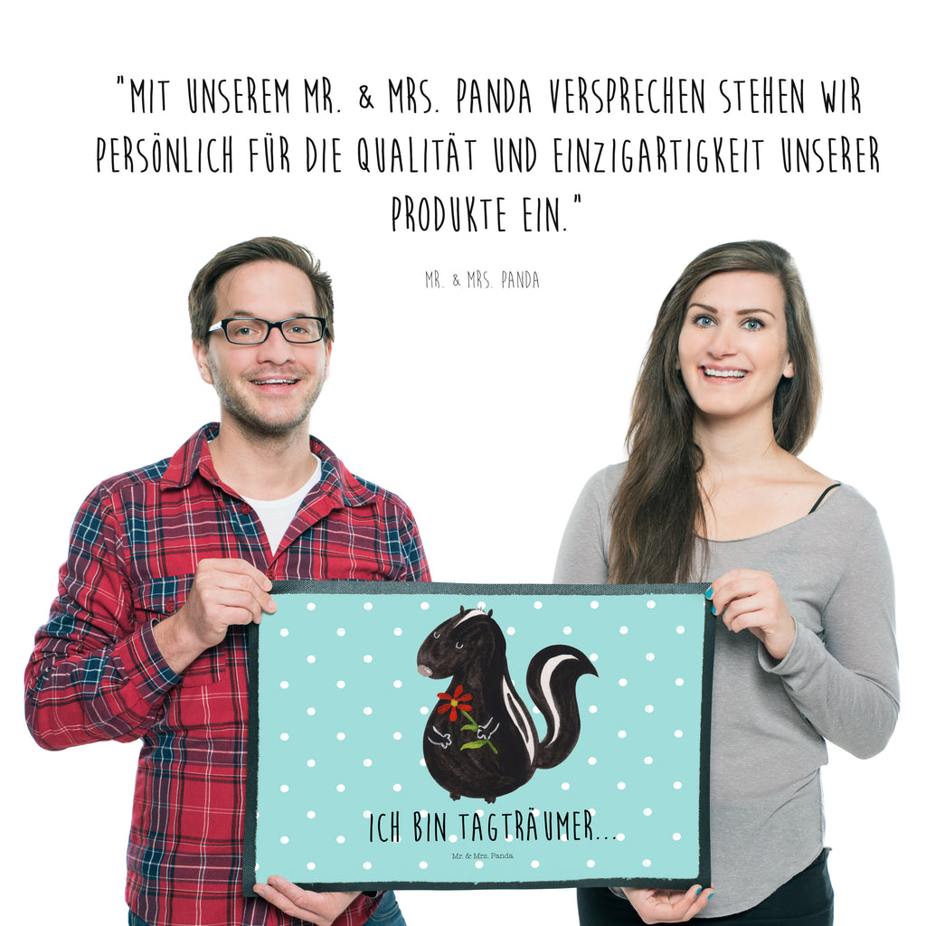 Fußmatte Stinktier Blume Stinktier, Skunk, Wildtier, Raubtier, Stinker, Stinki, Tagträumer, verträumt, Dreams, Träume Türvorleger, Schmutzmatte, Fußabtreter, Matte, Schmutzfänger, Fußabstreifer, Schmutzfangmatte, Türmatte, Motivfußmatte,  Haustürmatte, Vorleger  Stinktier, Skunk