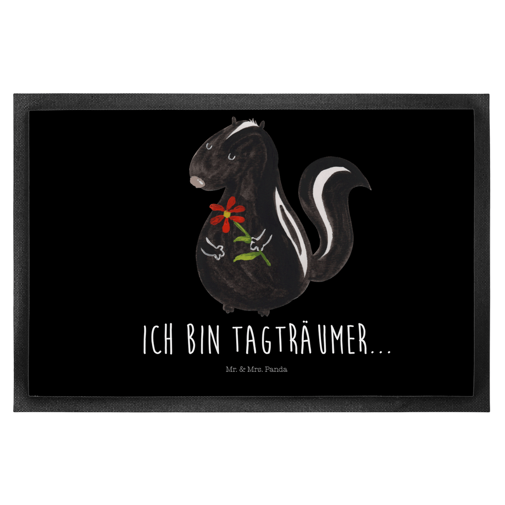 Fußmatte Stinktier Blume Stinktier, Skunk, Wildtier, Raubtier, Stinker, Stinki, Tagträumer, verträumt, Dreams, Träume Türvorleger, Schmutzmatte, Fußabtreter, Matte, Schmutzfänger, Fußabstreifer, Schmutzfangmatte, Türmatte, Motivfußmatte,  Haustürmatte, Vorleger  Stinktier, Skunk