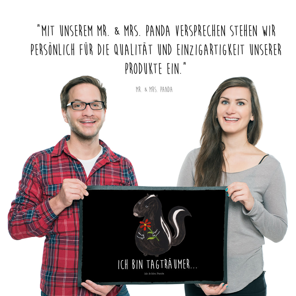 Fußmatte Stinktier Blume Stinktier, Skunk, Wildtier, Raubtier, Stinker, Stinki, Tagträumer, verträumt, Dreams, Träume Türvorleger, Schmutzmatte, Fußabtreter, Matte, Schmutzfänger, Fußabstreifer, Schmutzfangmatte, Türmatte, Motivfußmatte,  Haustürmatte, Vorleger  Stinktier, Skunk