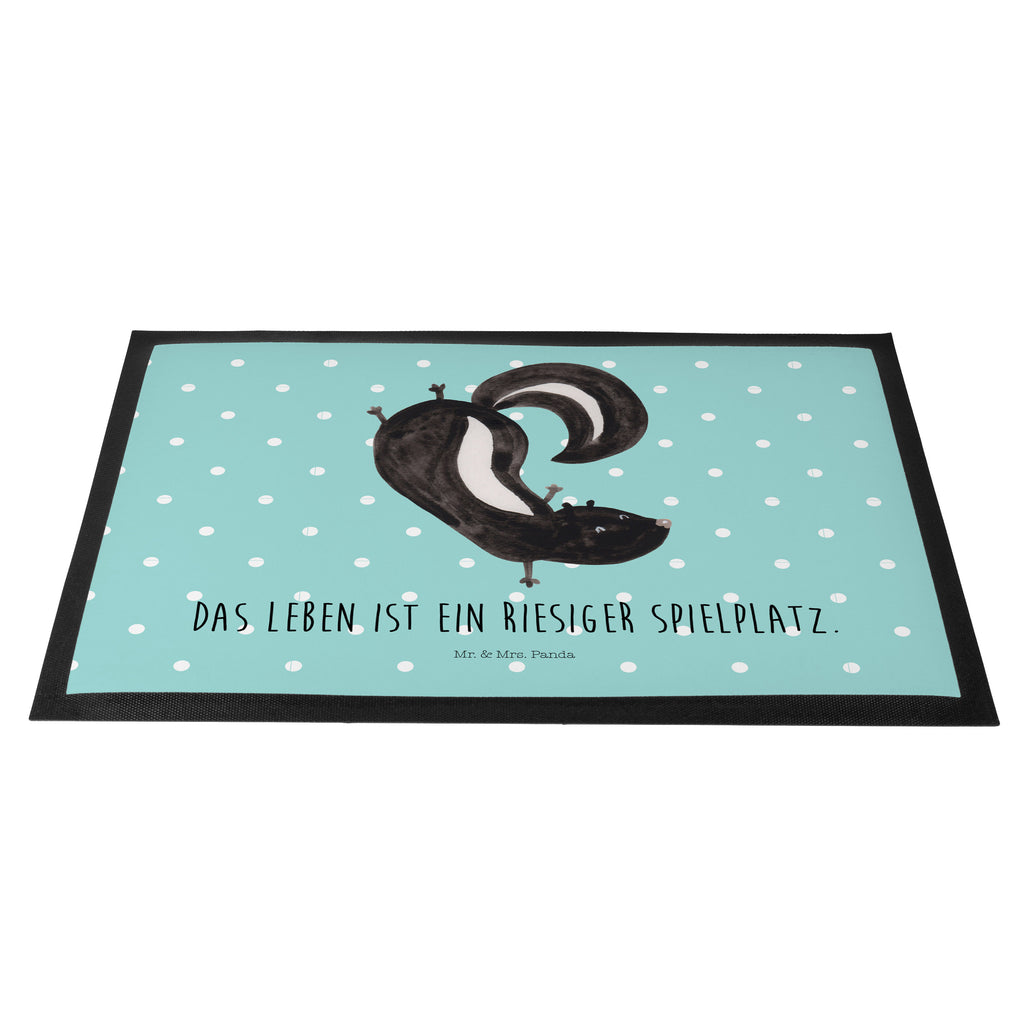 Fußmatte Stinktier Handstand Stinktier, Skunk, Wildtier, Raubtier, Stinker, Stinki, Spielplatz, verpielt, Kind,  Türvorleger, Schmutzmatte, Fußabtreter, Matte, Schmutzfänger, Fußabstreifer, Schmutzfangmatte, Türmatte, Motivfußmatte,  Haustürmatte, Vorleger  Stinktier, Skunk