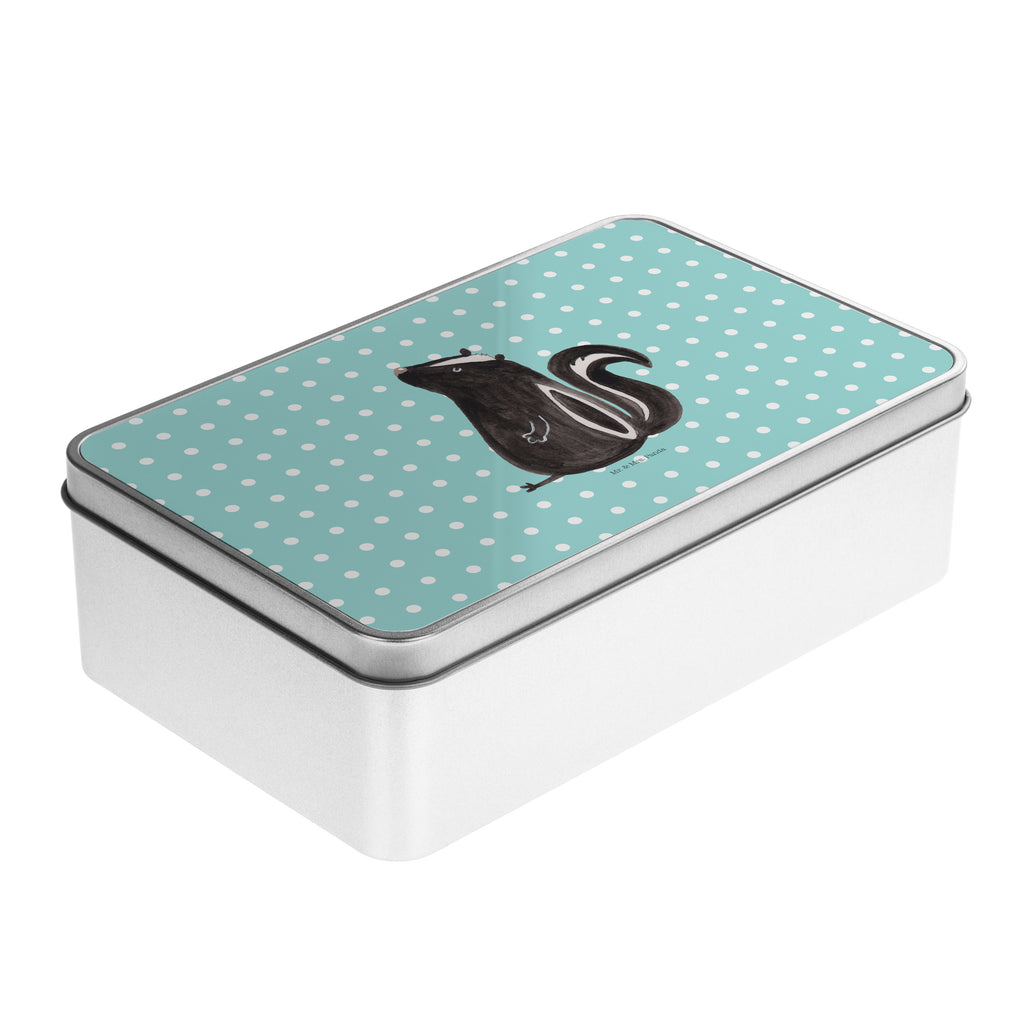 Metalldose rechteckig Stinktier sitzend Blechdose, Metalldose, Blechbox, Container, Keksdose, Vorratsdose, Vorratsbox, Döschen, Versperbox, Vesperdose, Aufbewahrungsdose, Aufbewahrungsbox, Aluminiumdose, Dose, Stinktier, Skunk, Wildtier, Raubtier, Stinker, Stinki, Spruch, Büro, Recht, Besserwisser