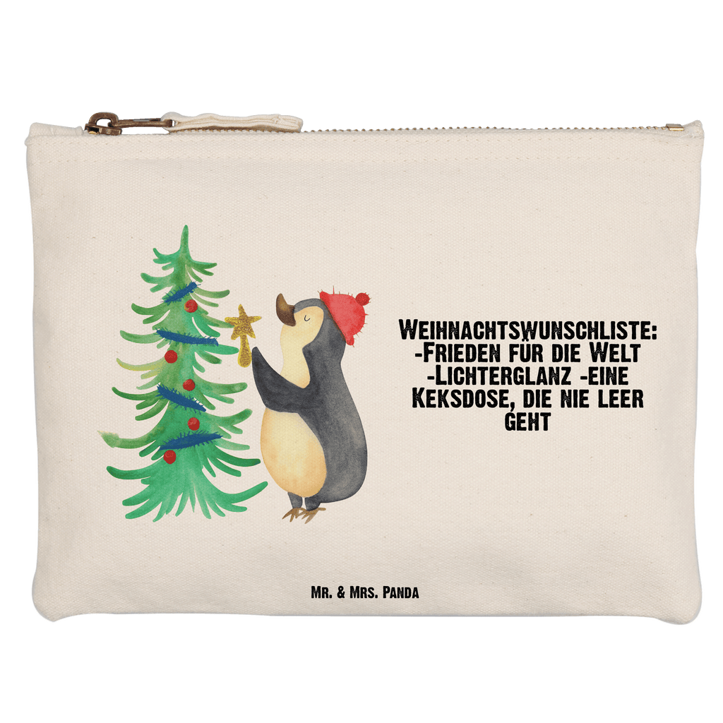 Schminktasche Pinguin Weihnachtsbaum Schminktasche, Kosmetiktasche, Kosmetikbeutel, Stiftemäppchen, Etui, Federmappe, Makeup, XXL, Schminketui, Kosmetiketui, Schlamperetui, Winter, Weihnachten, Weihnachtsdeko, Nikolaus, Advent, Heiligabend, Wintermotiv, Pinguin