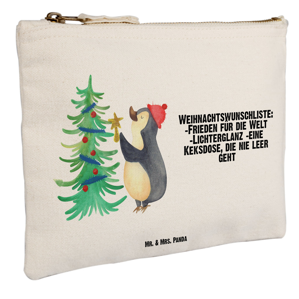 Schminktasche Pinguin Weihnachtsbaum Schminktasche, Kosmetiktasche, Kosmetikbeutel, Stiftemäppchen, Etui, Federmappe, Makeup, XXL, Schminketui, Kosmetiketui, Schlamperetui, Winter, Weihnachten, Weihnachtsdeko, Nikolaus, Advent, Heiligabend, Wintermotiv, Pinguin