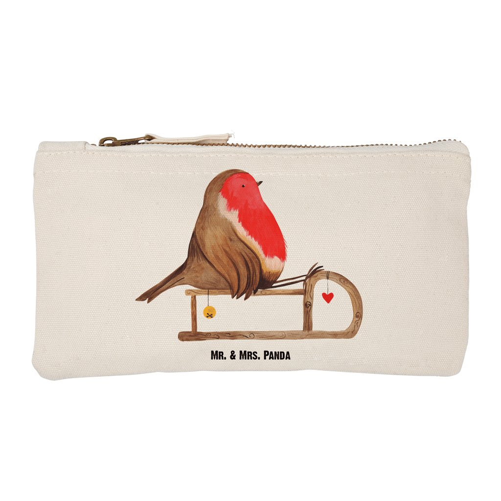 Schminktasche Rotkehlchen Schlitten Schminktasche, Kosmetiktasche, Kosmetikbeutel, Stiftemäppchen, Etui, Federmappe, Makeup, XXL, Schminketui, Kosmetiketui, Schlamperetui, Winter, Weihnachten, Weihnachtsdeko, Nikolaus, Advent, Heiligabend, Wintermotiv, Schlitten, Vogel