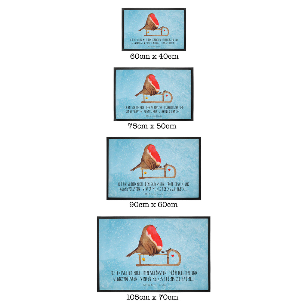 Fußmatte Rotkehlchen Schlitten Weihnachten, Schlitten, Vogel Türvorleger, Schmutzmatte, Fußabtreter, Matte, Schmutzfänger, Fußabstreifer, Schmutzfangmatte, Türmatte, Motivfußmatte,  Haustürmatte, Vorleger  Winter, Weihnachten, Weihnachtsdeko, Nikolaus, Advent, Heiligabend, Wintermotiv