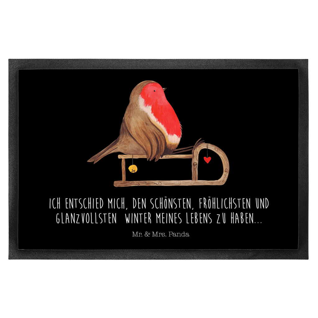 Fußmatte Rotkehlchen Schlitten Weihnachten, Schlitten, Vogel Türvorleger, Schmutzmatte, Fußabtreter, Matte, Schmutzfänger, Fußabstreifer, Schmutzfangmatte, Türmatte, Motivfußmatte,  Haustürmatte, Vorleger  Winter, Weihnachten, Weihnachtsdeko, Nikolaus, Advent, Heiligabend, Wintermotiv