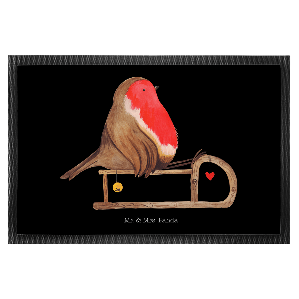 Fußmatte Rotkehlchen Schlitten Weihnachten, Schlitten, Vogel Türvorleger, Schmutzmatte, Fußabtreter, Matte, Schmutzfänger, Fußabstreifer, Schmutzfangmatte, Türmatte, Motivfußmatte,  Haustürmatte, Vorleger  Winter, Weihnachten, Weihnachtsdeko, Nikolaus, Advent, Heiligabend, Wintermotiv