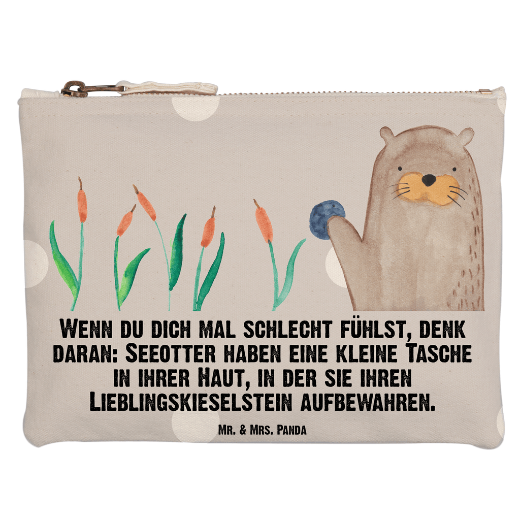 Schminktasche Otter mit Stein Schminktasche, Kosmetiktasche, Kosmetikbeutel, Stiftemäppchen, Etui, Federmappe, Makeup, XXL, Schminketui, Kosmetiketui, Schlamperetui, Otter, Fischotter, Seeotter, Otter Seeotter See Otter