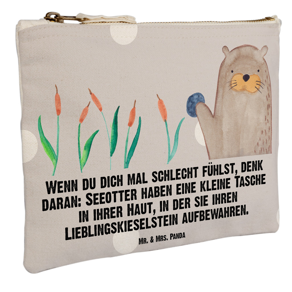 Schminktasche Otter mit Stein Schminktasche, Kosmetiktasche, Kosmetikbeutel, Stiftemäppchen, Etui, Federmappe, Makeup, XXL, Schminketui, Kosmetiketui, Schlamperetui, Otter, Fischotter, Seeotter, Otter Seeotter See Otter