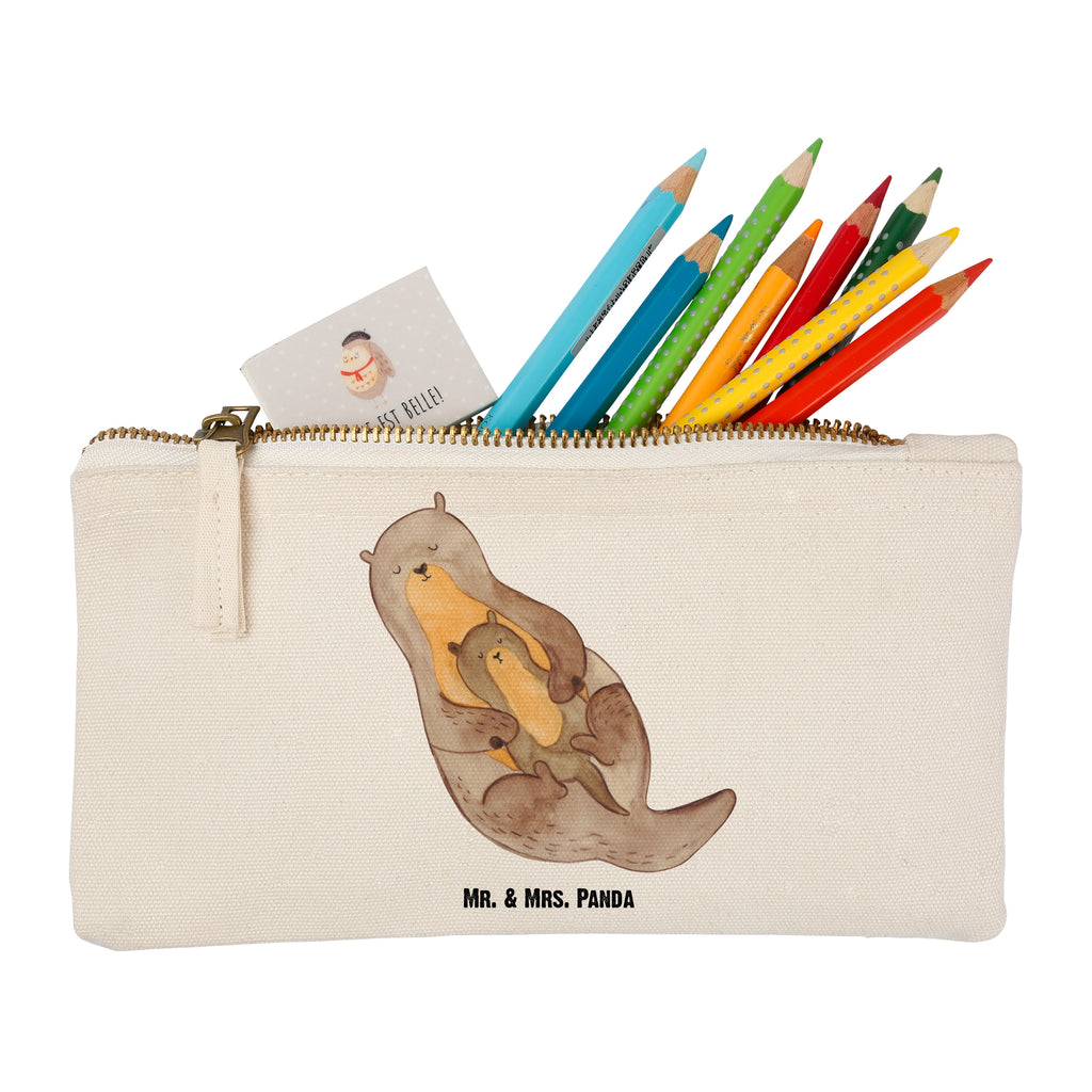 Schminktasche Otter mit Kind Schminktasche, Kosmetiktasche, Kosmetikbeutel, Stiftemäppchen, Etui, Federmappe, Makeup, XXL, Schminketui, Kosmetiketui, Schlamperetui, Otter, Fischotter, Seeotter, Otter Seeotter See Otter