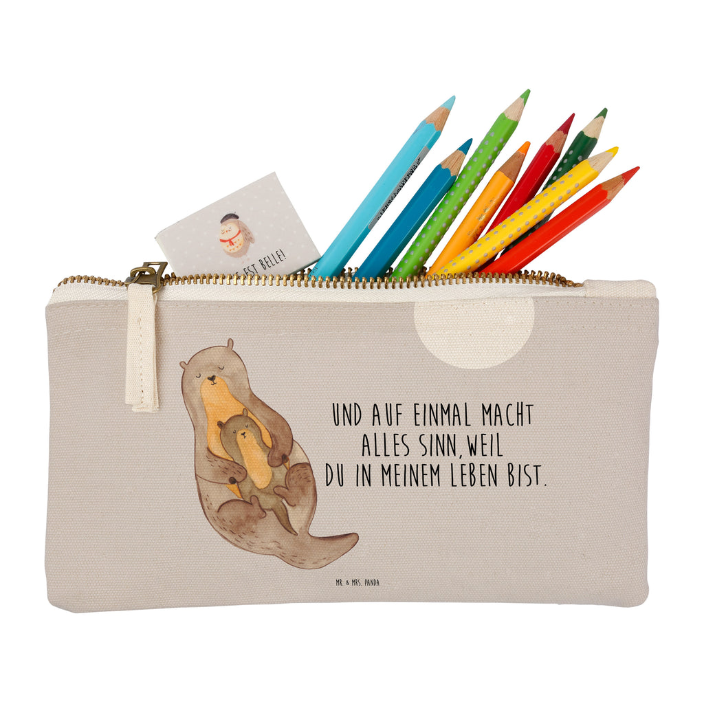 Schminktasche Otter mit Kind Schminktasche, Kosmetiktasche, Kosmetikbeutel, Stiftemäppchen, Etui, Federmappe, Makeup, XXL, Schminketui, Kosmetiketui, Schlamperetui, Otter, Fischotter, Seeotter, Otter Seeotter See Otter