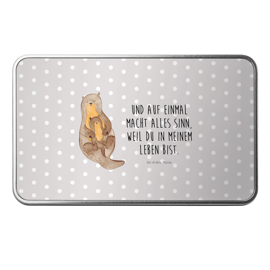 Metalldose rechteckig Otter mit Kind Blechdose, Metalldose, Blechbox, Container, Keksdose, Vorratsdose, Vorratsbox, Döschen, Versperbox, Vesperdose, Aufbewahrungsdose, Aufbewahrungsbox, Aluminiumdose, Dose, Otter, Fischotter, Seeotter, Otter Seeotter See Otter
