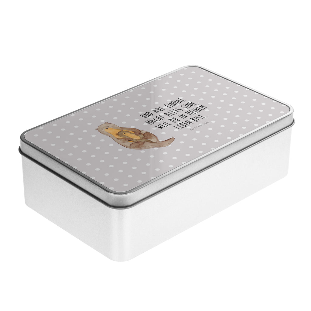 Metalldose rechteckig Otter mit Kind Blechdose, Metalldose, Blechbox, Container, Keksdose, Vorratsdose, Vorratsbox, Döschen, Versperbox, Vesperdose, Aufbewahrungsdose, Aufbewahrungsbox, Aluminiumdose, Dose, Otter, Fischotter, Seeotter, Otter Seeotter See Otter
