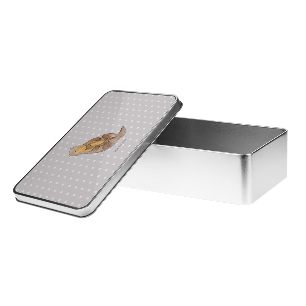 Metalldose rechteckig Otter mit Kind Blechdose, Metalldose, Blechbox, Container, Keksdose, Vorratsdose, Vorratsbox, Döschen, Versperbox, Vesperdose, Aufbewahrungsdose, Aufbewahrungsbox, Aluminiumdose, Dose, Otter, Fischotter, Seeotter, Otter Seeotter See Otter