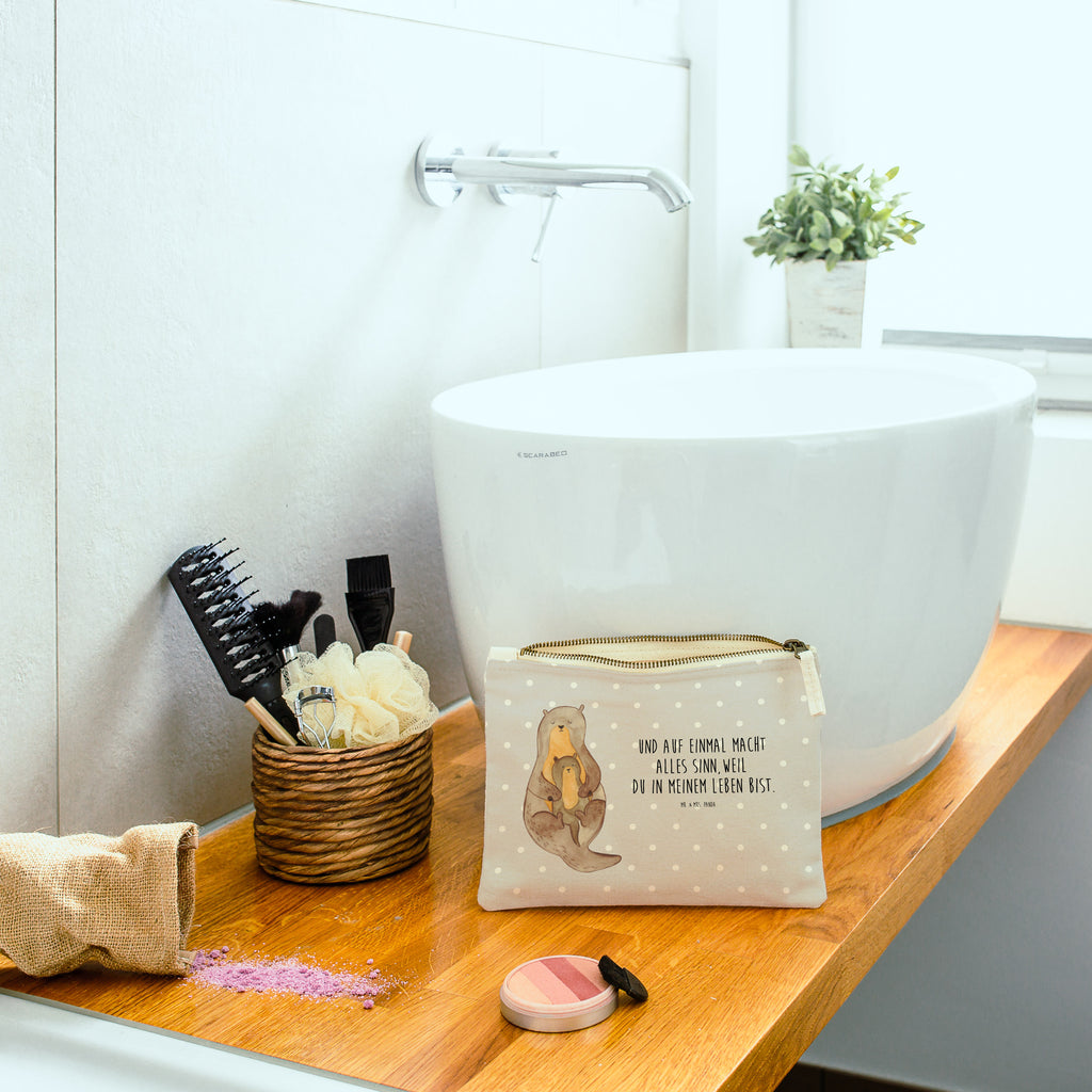 Schminktasche Otter mit Kind Schminktasche, Kosmetiktasche, Kosmetikbeutel, Stiftemäppchen, Etui, Federmappe, Makeup, XXL, Schminketui, Kosmetiketui, Schlamperetui, Otter, Fischotter, Seeotter, Otter Seeotter See Otter