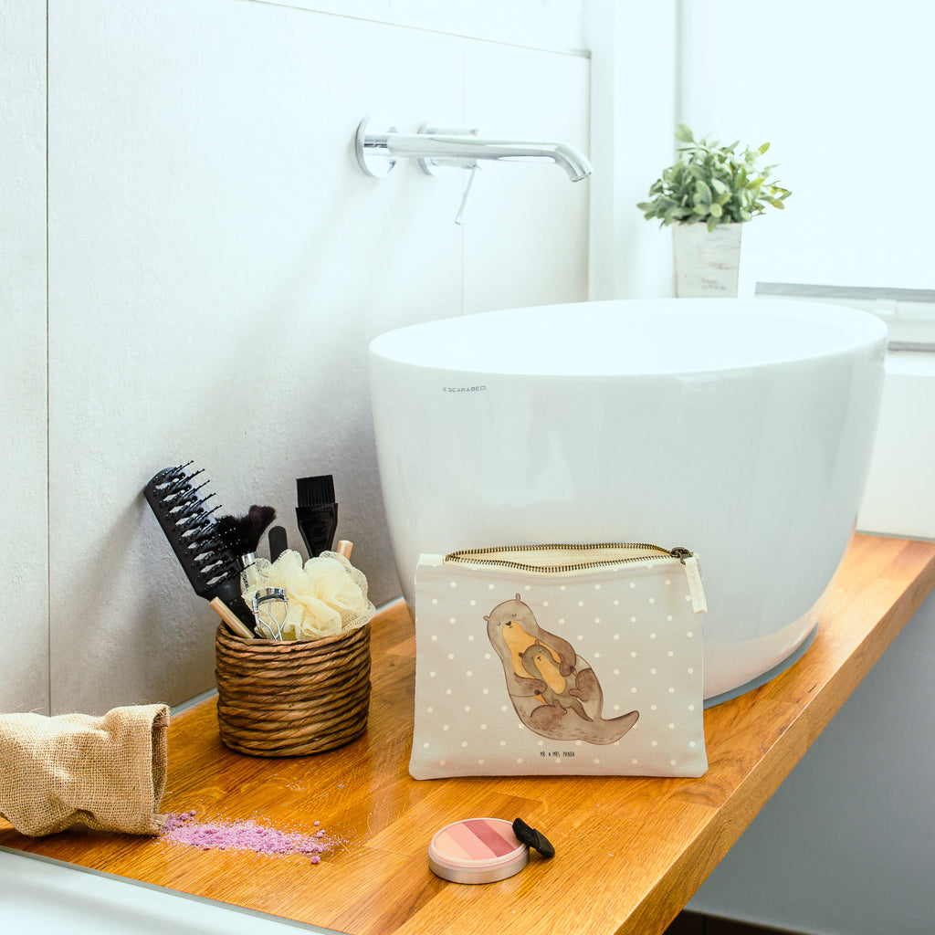 Schminktasche Otter mit Kind Schminktasche, Kosmetiktasche, Kosmetikbeutel, Stiftemäppchen, Etui, Federmappe, Makeup, XXL, Schminketui, Kosmetiketui, Schlamperetui, Otter, Fischotter, Seeotter, Otter Seeotter See Otter