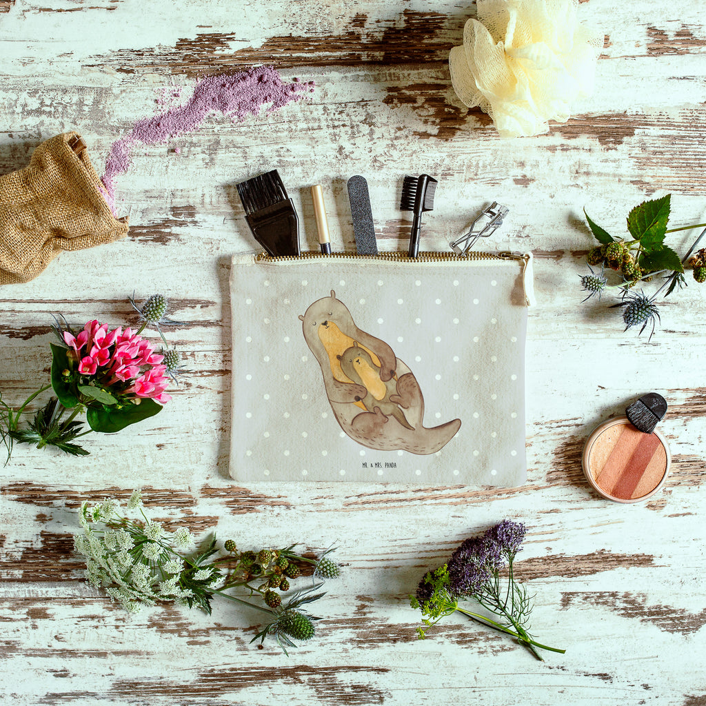 Schminktasche Otter mit Kind Schminktasche, Kosmetiktasche, Kosmetikbeutel, Stiftemäppchen, Etui, Federmappe, Makeup, XXL, Schminketui, Kosmetiketui, Schlamperetui, Otter, Fischotter, Seeotter, Otter Seeotter See Otter