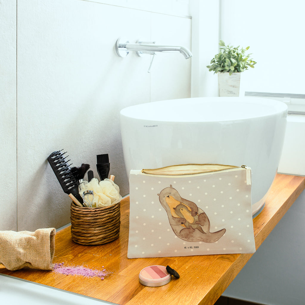 Schminktasche Otter mit Kind Schminktasche, Kosmetiktasche, Kosmetikbeutel, Stiftemäppchen, Etui, Federmappe, Makeup, XXL, Schminketui, Kosmetiketui, Schlamperetui, Otter, Fischotter, Seeotter, Otter Seeotter See Otter