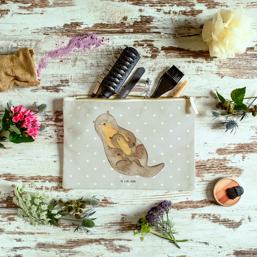 Schminktasche Otter mit Kind Schminktasche, Kosmetiktasche, Kosmetikbeutel, Stiftemäppchen, Etui, Federmappe, Makeup, XXL, Schminketui, Kosmetiketui, Schlamperetui, Otter, Fischotter, Seeotter, Otter Seeotter See Otter