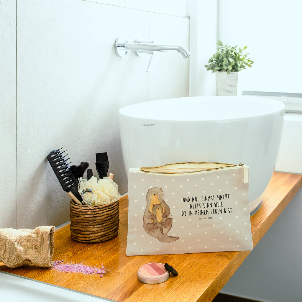 Schminktasche Otter mit Kind Schminktasche, Kosmetiktasche, Kosmetikbeutel, Stiftemäppchen, Etui, Federmappe, Makeup, XXL, Schminketui, Kosmetiketui, Schlamperetui, Otter, Fischotter, Seeotter, Otter Seeotter See Otter