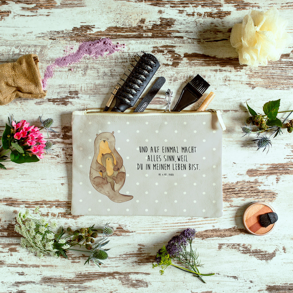 Schminktasche Otter mit Kind Schminktasche, Kosmetiktasche, Kosmetikbeutel, Stiftemäppchen, Etui, Federmappe, Makeup, XXL, Schminketui, Kosmetiketui, Schlamperetui, Otter, Fischotter, Seeotter, Otter Seeotter See Otter