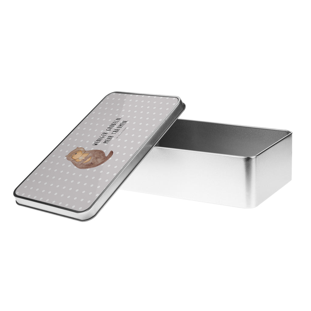 Metalldose rechteckig Otter mit Muschelmedaillon Blechdose, Metalldose, Blechbox, Container, Keksdose, Vorratsdose, Vorratsbox, Döschen, Versperbox, Vesperdose, Aufbewahrungsdose, Aufbewahrungsbox, Aluminiumdose, Dose, Otter, Fischotter, Seeotter, Otterliebe, grübeln, träumen, Motivation, Tagträumen, Büro