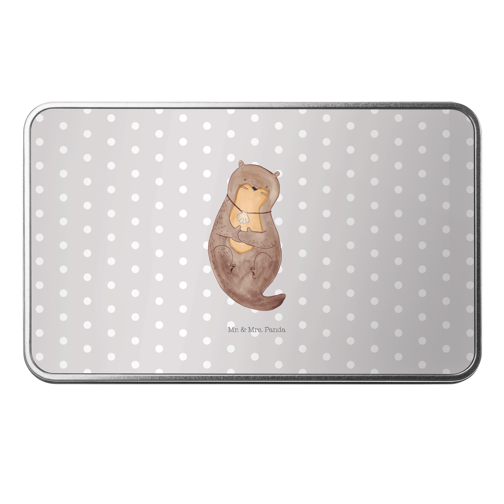 Metalldose rechteckig Otter mit Muschelmedaillon Blechdose, Metalldose, Blechbox, Container, Keksdose, Vorratsdose, Vorratsbox, Döschen, Versperbox, Vesperdose, Aufbewahrungsdose, Aufbewahrungsbox, Aluminiumdose, Dose, Otter, Fischotter, Seeotter, Otterliebe, grübeln, träumen, Motivation, Tagträumen, Büro